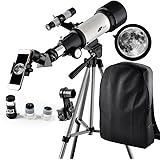 Telescope 70mm Apeture Travel Scope 400mm AZ Mount - Good Partner to View Moon and Planet - Good Travel Telescope with Backpack for Kids and Beginners