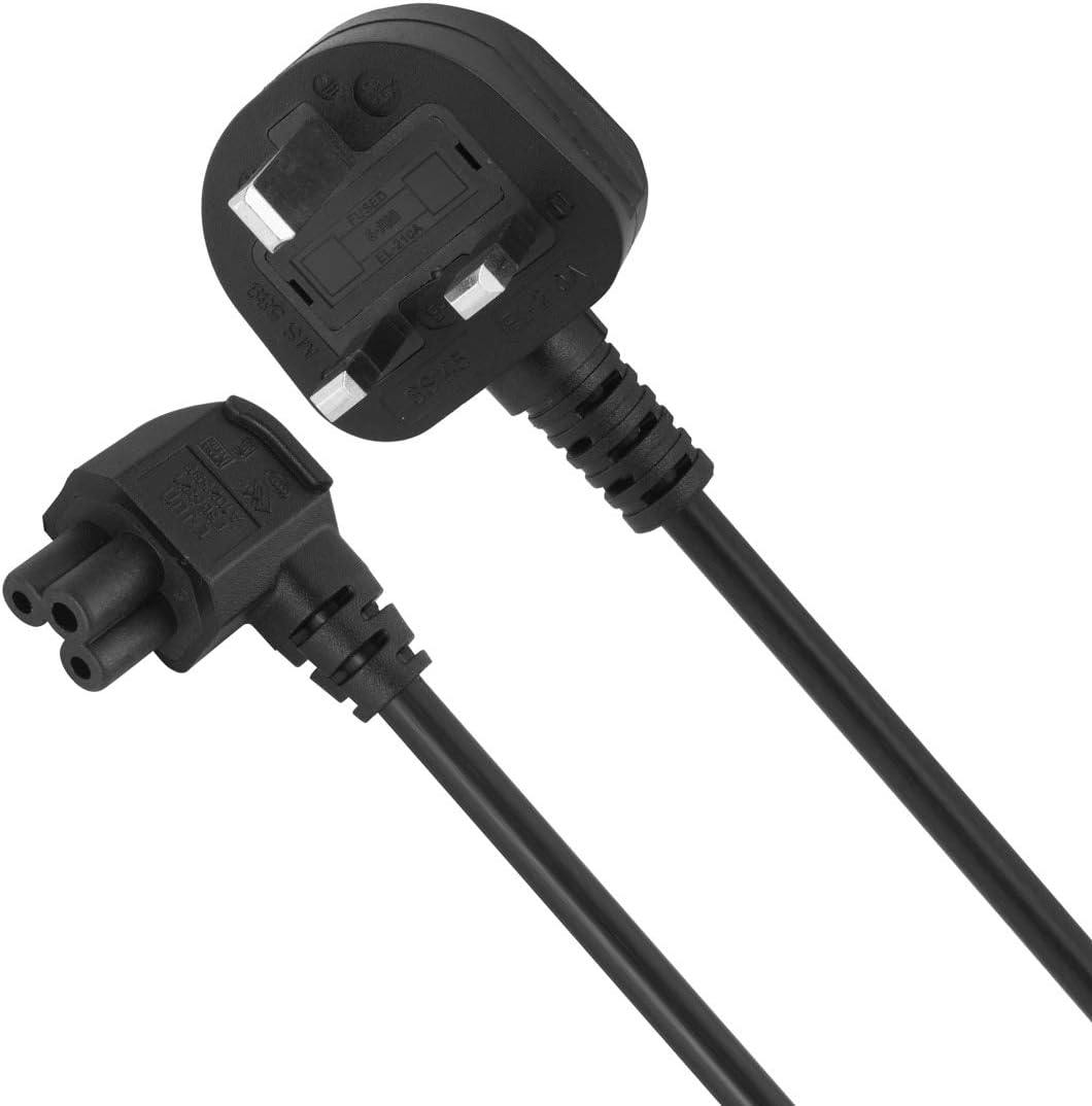 Right Angled 90 Degree Power Cable,UK plug 3 pin AC Wall Power Cord C5 ...