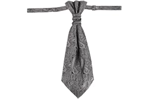 Epoint Extra Long Ascot Scarf For Mens Jacquard Woven Silk Long-Pretied-Ascot 40.5 Cm Clip-On Adjustable Big-Tall