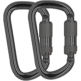 Auto Locking Carabiner 45KN=10000lbs Heavy Duty Large Clip Climbing Carabiner Twist Lock Carabiners for Rock Climbing, Camping, Gym,Rescue (CE Rated,D Shape)