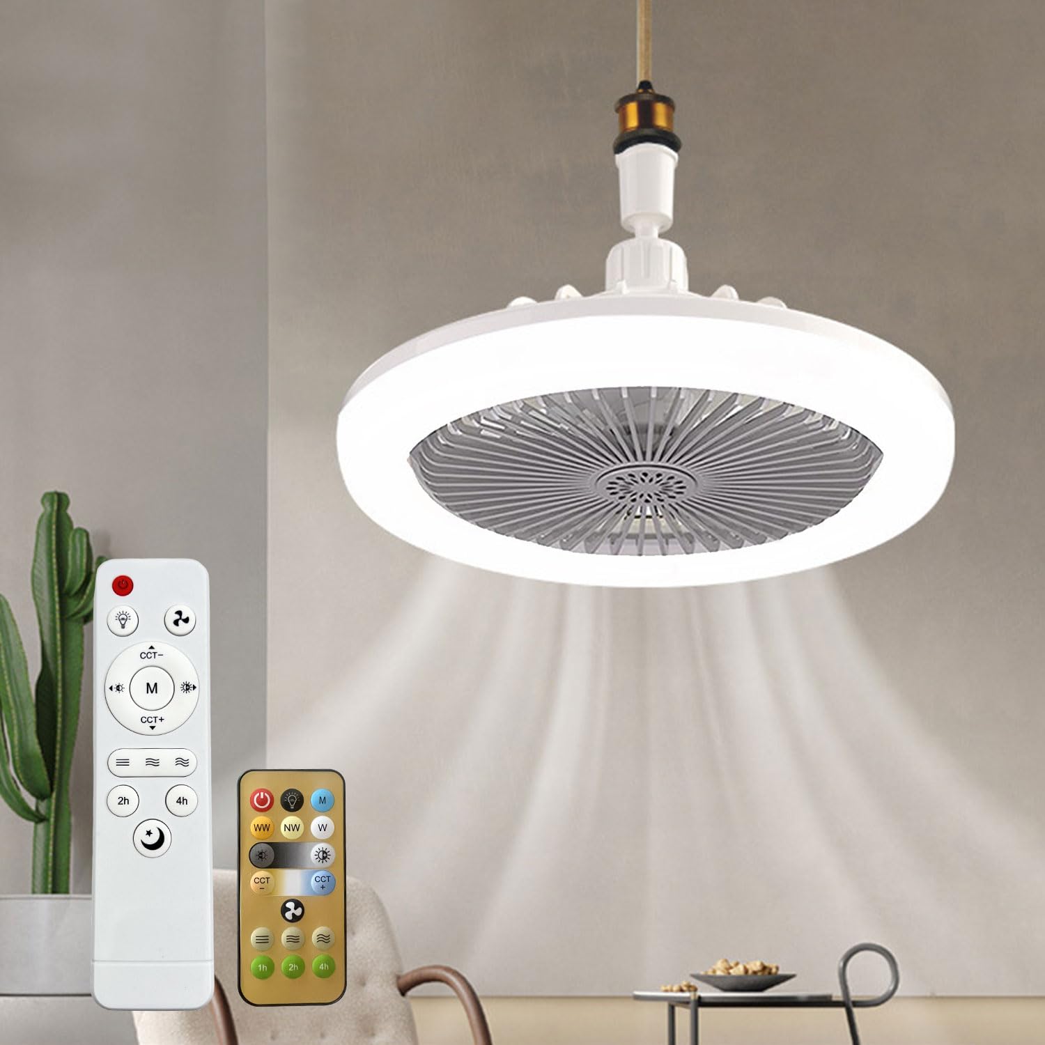 YumSur LED Ceiling Fan with Lights,30W Ceiling Fan Lights with Remote Control,3 Color Dimmable LED,3 Speeds,Modern Fan Lighting for Living Room,Dining Room,Bedroom,Office (Style 3)