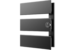 K&KALONZO Electric Towel Warmer, 18.35" W x 22.8" H Wall-Mounted Towel Heater with Built-in Timer, Waterproof Aluminum Towel Warmer for Bathroom, Support Plug-in and Hardwired, Black, K3-R-B