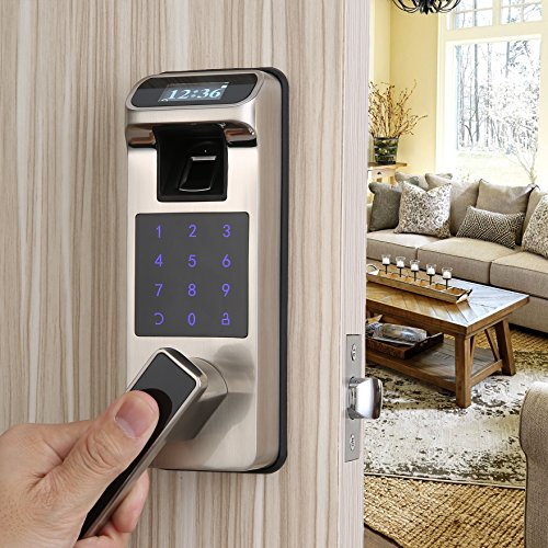 HARFO HL90S Fingerprint Touchscreen Keyless Door Lock with OLED Display, 2019 Upgrade (Satin Silver) - Thumbnail 5