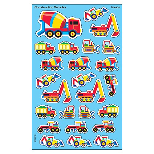Trend Enterprises Construction Vehicles Super Shapes Stickers (200 Piece), Large