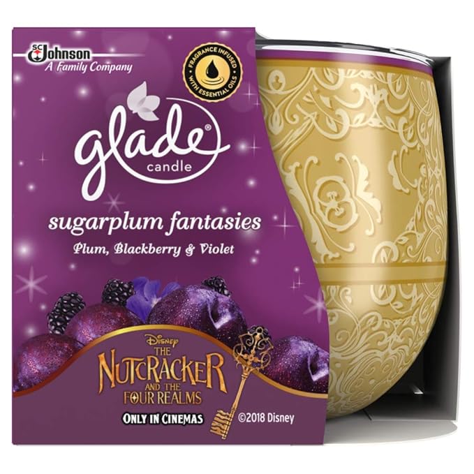Glade Scented Candle, Sugarplum Fantasies Fragrance, Up to 30 hrs of