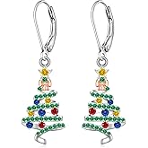 Christmas Tree Earrings Christmas Earrings for Women Dangling Sterling Silver Dangle Holiday Jewelry Xmas Gifts for Mom