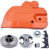 Adefol Chainsaw Brake Clutch Cover and .325" 7T Clutch Drum For Husqvarna 445 450 with Worm Gear Needle Bearing Felling Dog S