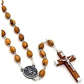 Rosary Olive Wood Beads St. Michael Medal
