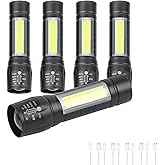 Hilngav 5 Pack Mini Small Pocket LED Flashlight USB-C Rechargeable High Lumens Bright Powerful EDC Flash Lights - Aluminum Handheld Flashlight Bulk for, Portable Camping Christmas Gifts