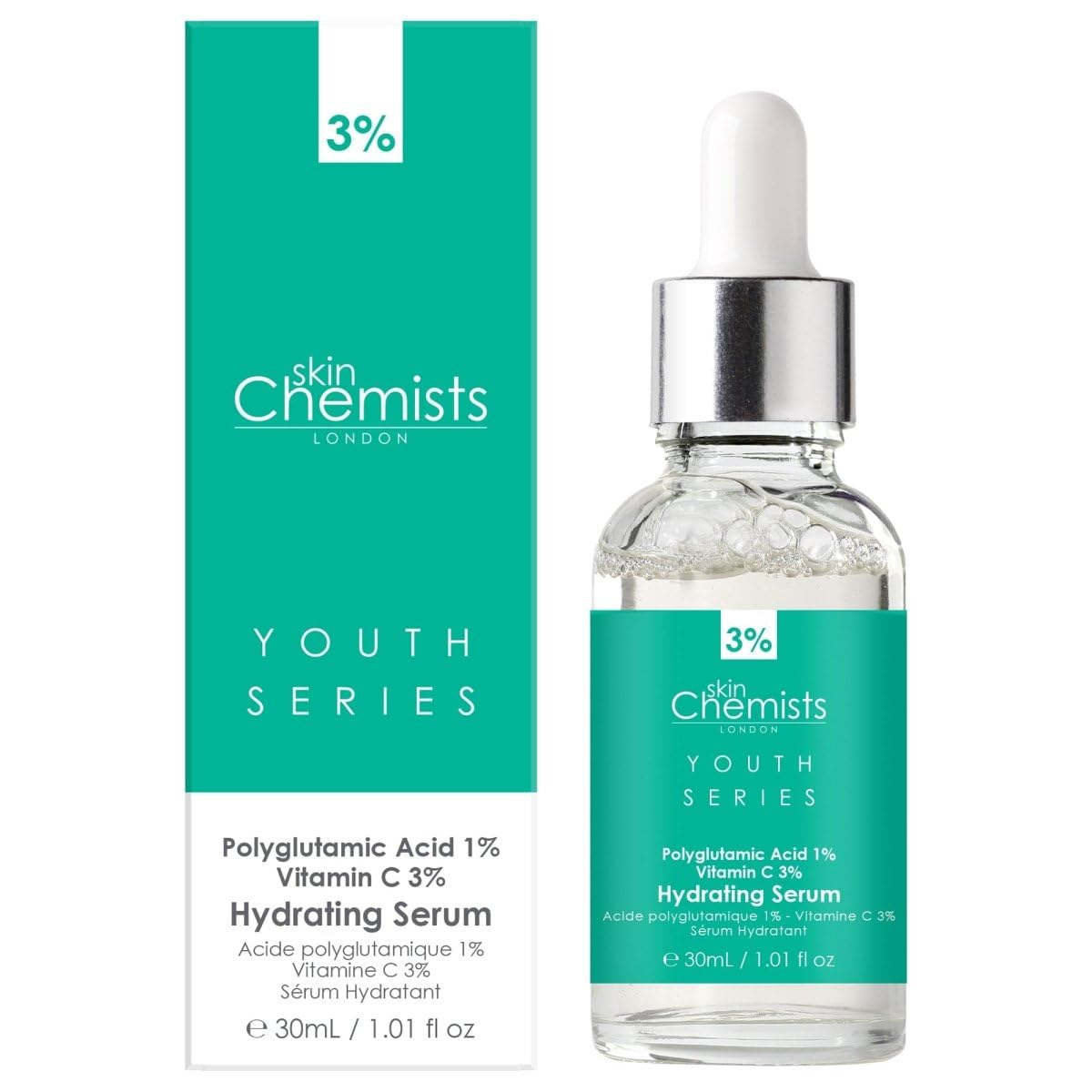 Skin Chemists Hydrating Serum - Polyglutamic Acid 1%, Vitamin C 3%