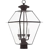 Livex Lighting Lantern 2384-07 Westover 3-Light Outdoor Post Head, Bronze, 21.50x12.00x12.00