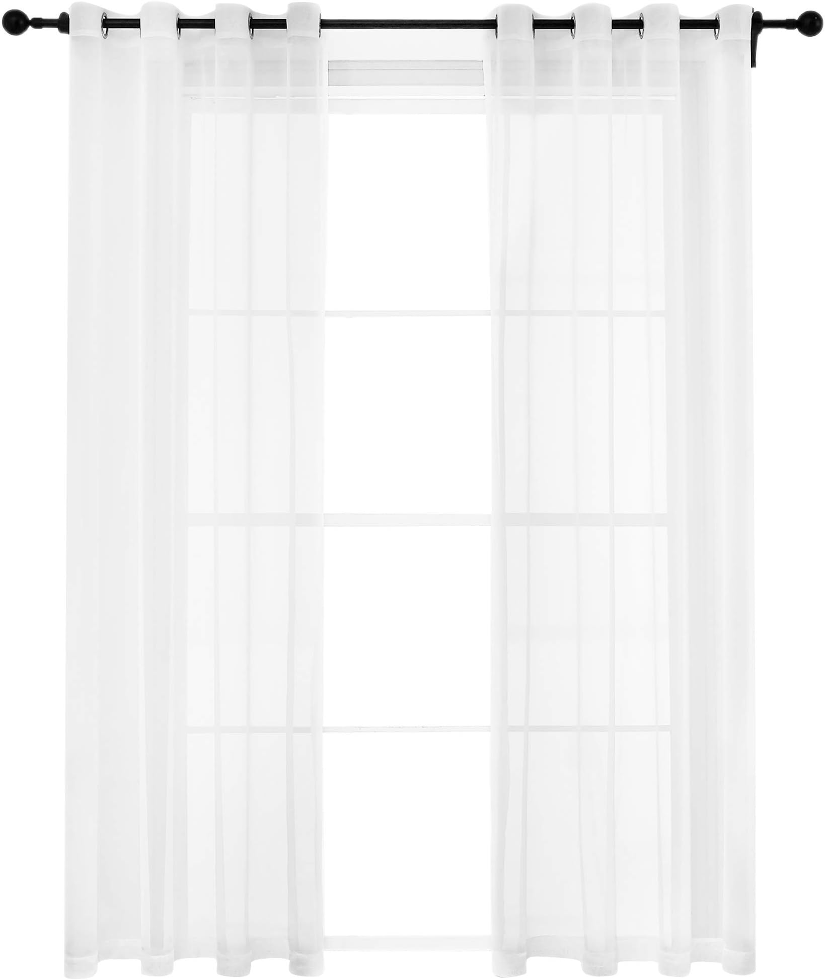 Bermino White Sheer Curtains 54 x 84 inch Voile Grommet Semi Sheer Curtains for Bedroom Living Room Set of 2 Curtain Panels
