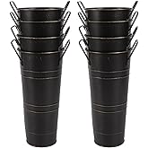 Nowdowin 10" Tall, 4.33" Top Diameter – Tabletop Size Floral Buckets for Flower Bar, Bouquet Bar & Event Displays – Galvanize