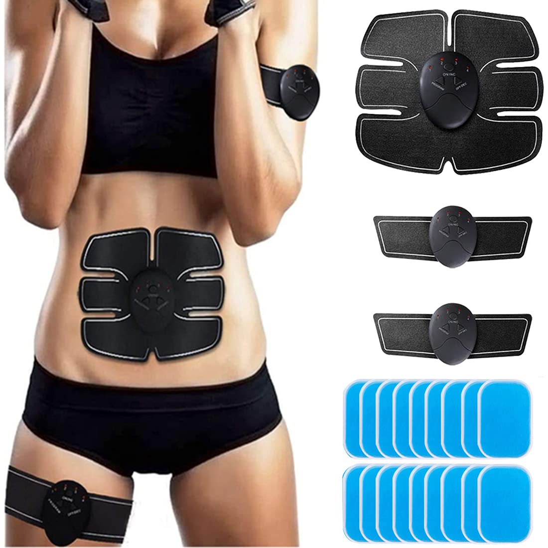 Sulens Abs Trainer,Ems Muscle Stimulator,Home Gym Belt,Workout Equipment For Men & Women with LCD Display & USB Rechargeable