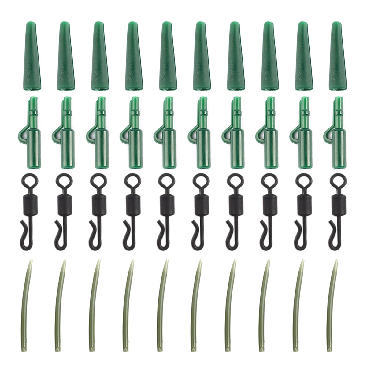 Hsthe Sea 40pcs Carp Fishing Accessories Set, Carp Fishing Tackle in Box, Include Anti-tangle sleeve, Quick Change Swivel, Plastic Lead Clip, Rubber Fishing Swivel Snaps Kit for Outdoor Fishing