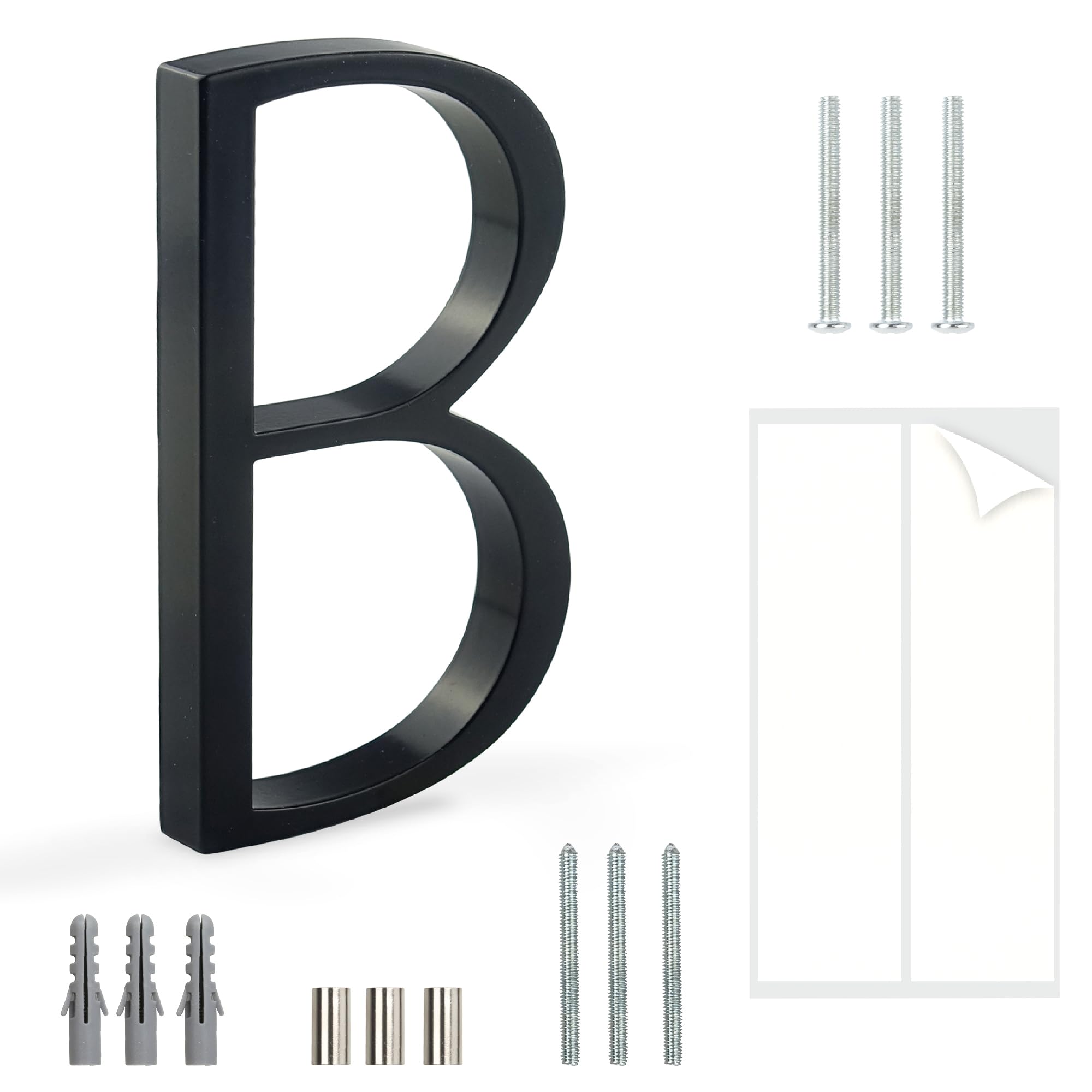 HASWARE Floating House Number Sign: 5 inch Modern Door Signage - Striking for Street Home Address Numerals (B, Black)