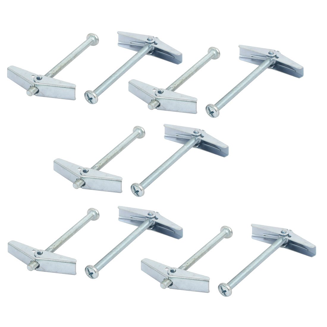 Sourcingmap M5 x 75mm Male Thread Spring Loaded Hollow Wall Round Head Toggle Bolt 10pcs