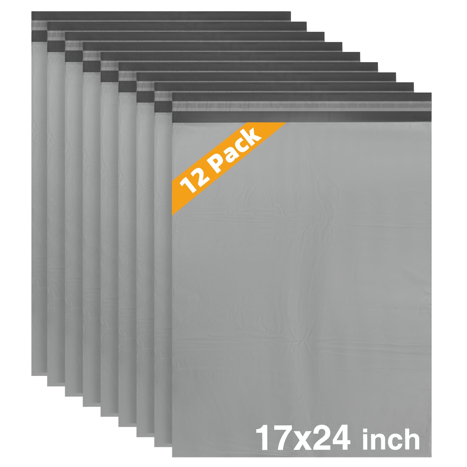 WISYOK 24x17 Inch Grey Mailing Bags, 12 Pack Large Parcel Bags, Strong Delivery Package Bags, Self Seal Bags, Postage Bags, Shipping Bags - 1 Size