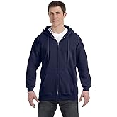 Hanes Full-Zip Hooded Sweatshirt, L, Navy