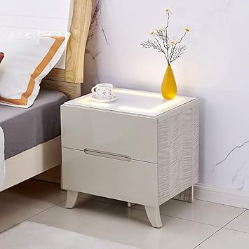 Amazon Co Jp ベッドルームナイトスタンドテーブルベッドサイドサイドテーブルオーガナイザー ソリッドウッドインテリジェンスワイヤレス充電ナイトスタンドタッチコントロールランプ 頑丈 スポーツ アウトドア