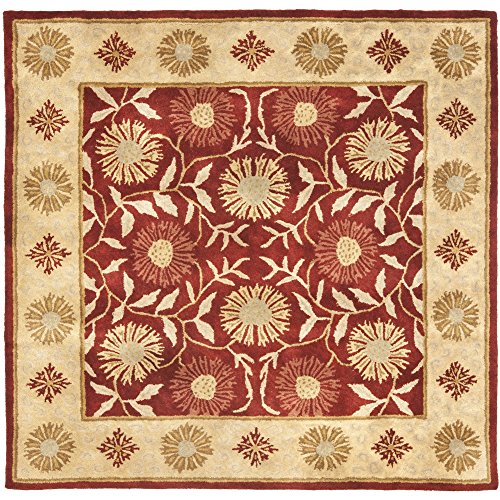 Safavieh Heritage Collection HG970A Handcrafted Traditional Oriental Red and Beige Wool Square Area Rug (6' Square)