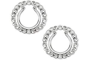 PIERCED OWL CZ Crystal Paved Circle No Pierce Fake Clip On Nipple Ring, Sold as a Pair (Clear)