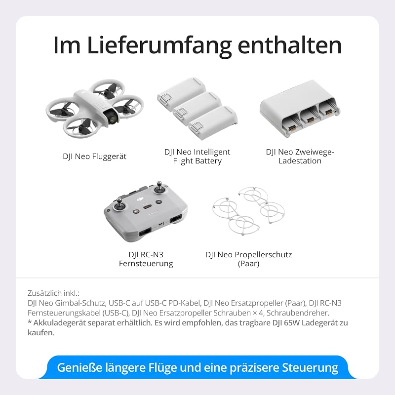 Neo Fly More Combo, Minidrohne mit 4K UHD-Kamera für Erwachsene