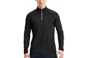 Zengjo 1/4 Zip Pullover Mens Running Shirt Long Sleeve