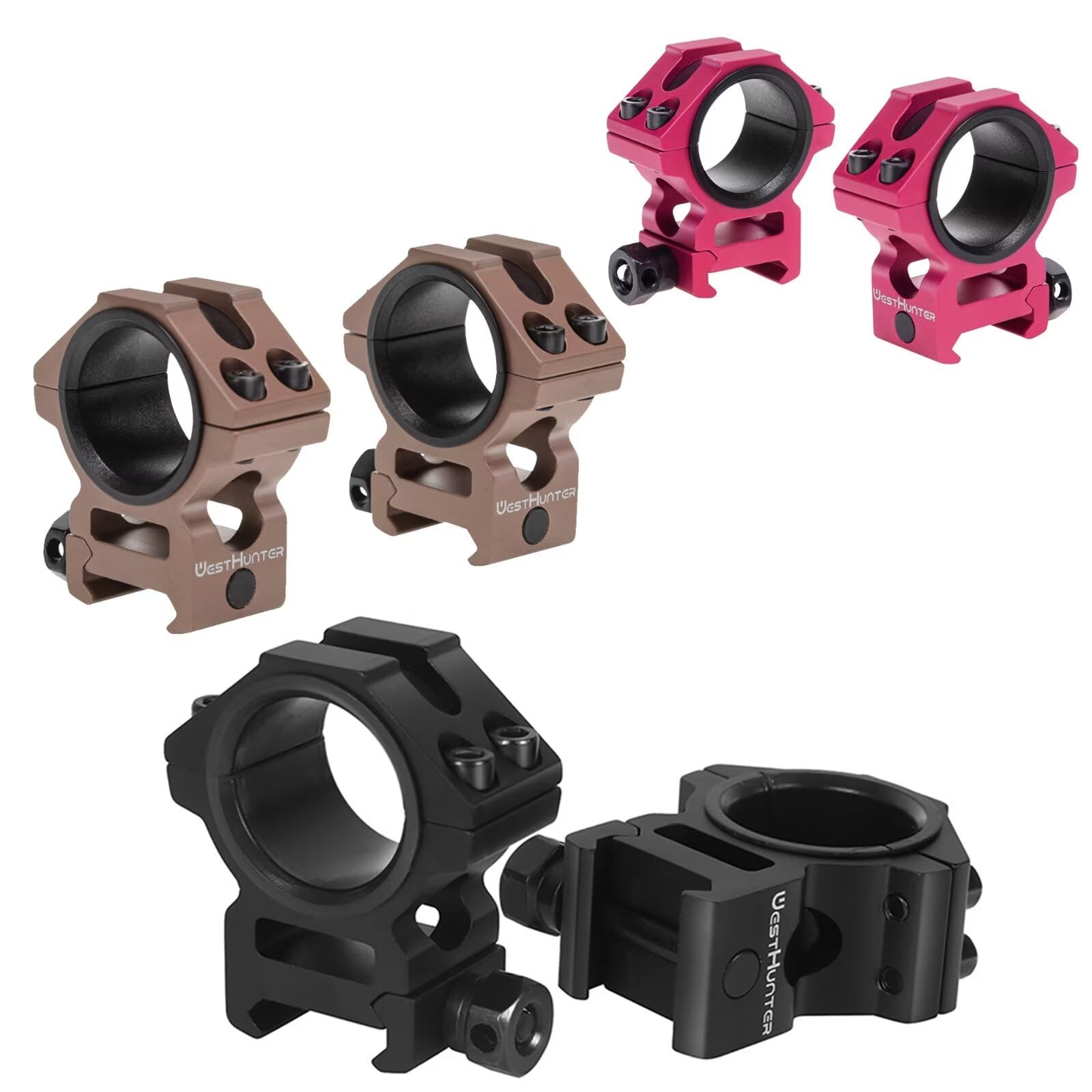 WestHunter Picatinny Scope Rings, 1 in/30 mm Tactical Precision Low Profile Scope Mount | 3 Colors/Pack