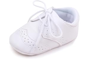 METHEE Baby Boys Girls Shoes ​Soft Sole Non-Slip PU Leather Baptism Christening Shoes Infant First Walker Shoes Toddler Crib Shoes Newborn Loafers Flats Shoes