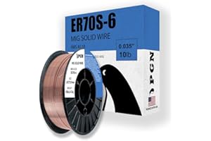 PGN BEARINGS PGN Solid MIG Welding Wire - ER70S-6 .035 Inch - 10 Pound Spool - Mild Steel MIG Wire with Low Splatter and High Levels of Deoxidizers - For All Position Gas Welding