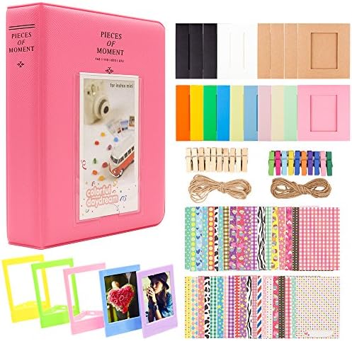 Ablus Store 2x3 Inch Photo Paper Film Album Set for Fujifilm Instax Mini Camera/HP Sprocket Photo Printer/Polaroid Snap, Z2300, SocialMatic Instant Cameras & Zip Instant Printer (Flamingo Pink-1, 64 pockets)