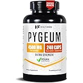 Healthfare Pygeum Supplement, 4500mg | 240 Vegan Capsules | Ultra Standardized Bark Extract | Herbal Supplement | Non-GMO & Gluten-Free | Made in The USA