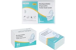 Biodegradable Disposable Toilet Seat Covers, Flushable, 380x460mm, 60 Sheets (60 Sheets (6Packs x 10 Sheets Each))