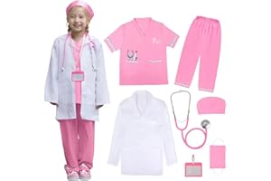 ANPHILE Kids Doctor Veterinarian Costume, Veterinarian Costume for Kids with Doctor Coat, Career Day Costumes for Girls Boys