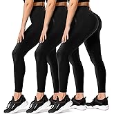 FULLSOFT 3 Pack Leggings for Women High Waisted Soft Black Yoga Pants for Workout Athletic Running Reg & Plus Size