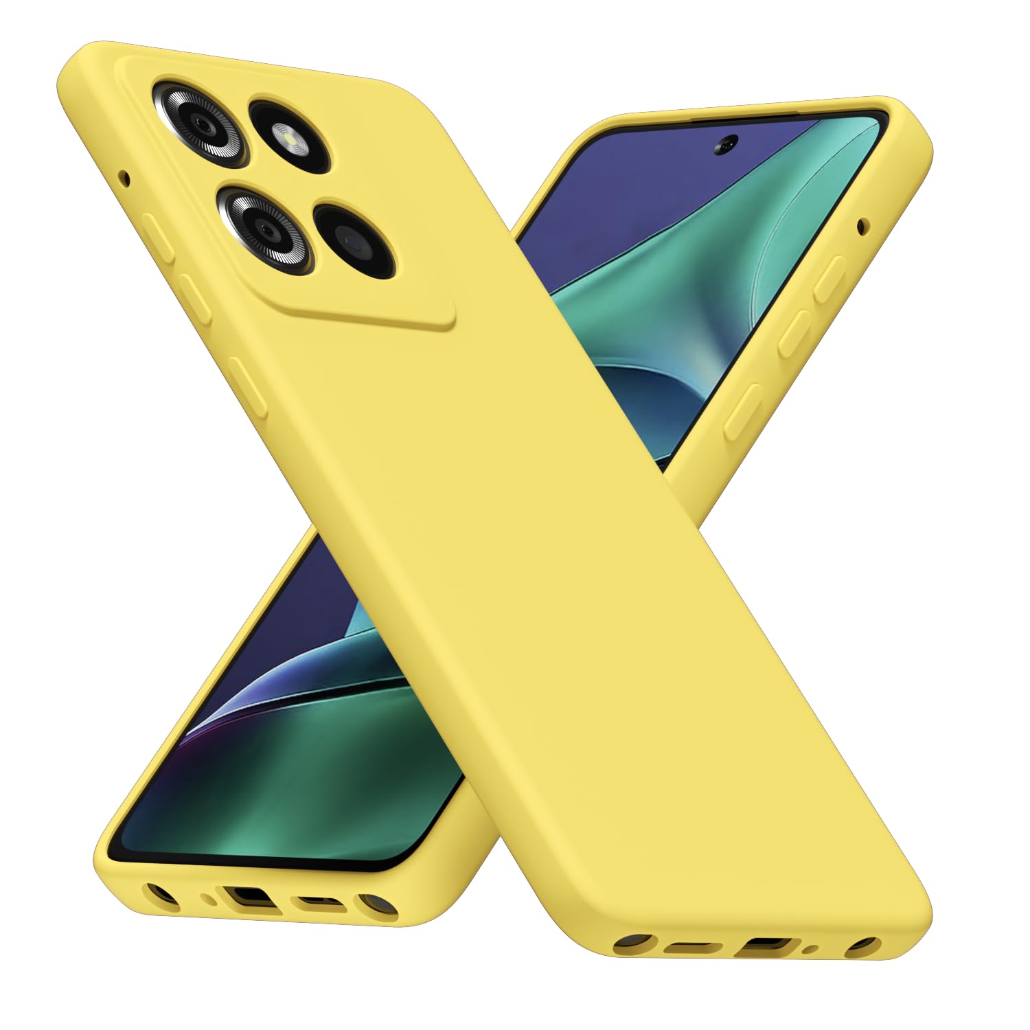 LoeoeL for Motorola Moto G Stylus 2025 Phone Case Silicone, Minimalist Ultra Thin Slim Soft Rubber Gel Solid Color Matte TPU Cute Case for Women, Girly Plain Aesthetic Design & Camera Cover, Yellow