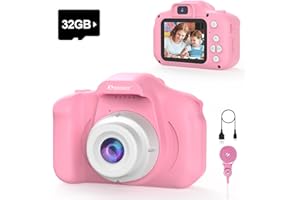 PROGRACE Digital Camera for Kids, 40MP FHD 1080P Toddler Camera with 4-16X Zoom and Anti-Shake, IPS HD Screen, Birthday Toys for Girls and Boys Ages 3-12 - Pink