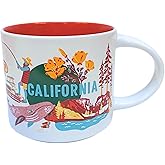 Starbucks Discovery Series California Ceramic Coffee Mug, 14oz, White and Red