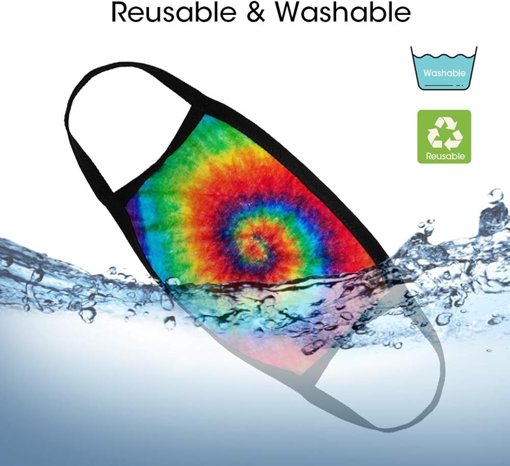 5PCS Big Kids Face Mask Bandana Reusable Washable Middle and High School Students Cover Breathable Cute Dust Covering for Youth Boys and Girls (Tie dye): Clothing