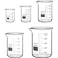 StonyLab Glass Beaker Set, Borosilicate Glass Graduated Low Form Griffin Beakers in 5 Sizes, 50 ml/100 ml/250 ml/500 ml/1000 ml (1 L), Combo Pack