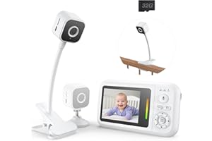 NUOTUN Baby Monitor, Baby Monitor No Wifi with Clip for Crib, 2.8’’ HD Wireless Baby Camera Monitor 1080P Video, SD Card Incl