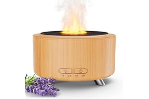 Diffusers for Essential Oils, 500ML Essential Oil Diffusers for Office Room Yoga, Diffuseur d'Huile Essentiel with Auto-Off Function, 9 Colors LED Night Light, Light Wood