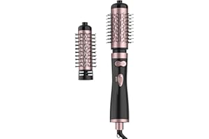 ANWA Rotating Hair Dryer Brush, 4-in-1 Hot Air Styler and Rotating Brush, Rotating Blow Dryer Brush with 2 Detachable Brushes(1.5"& 2"), Black