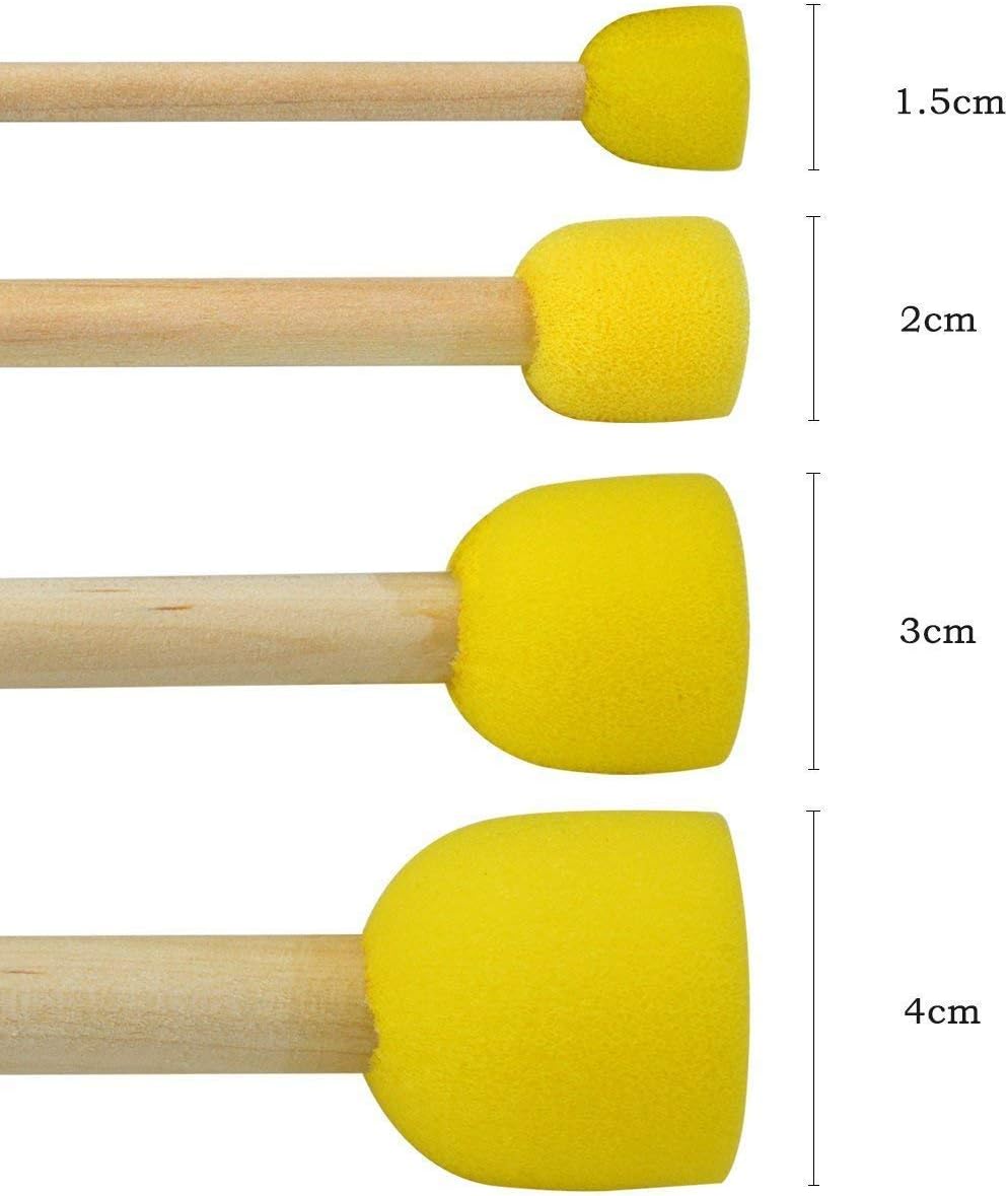 WAFJAMF 40-Pieces Assorted Size Round Sponges Brush Set, Paint Tools For Kids