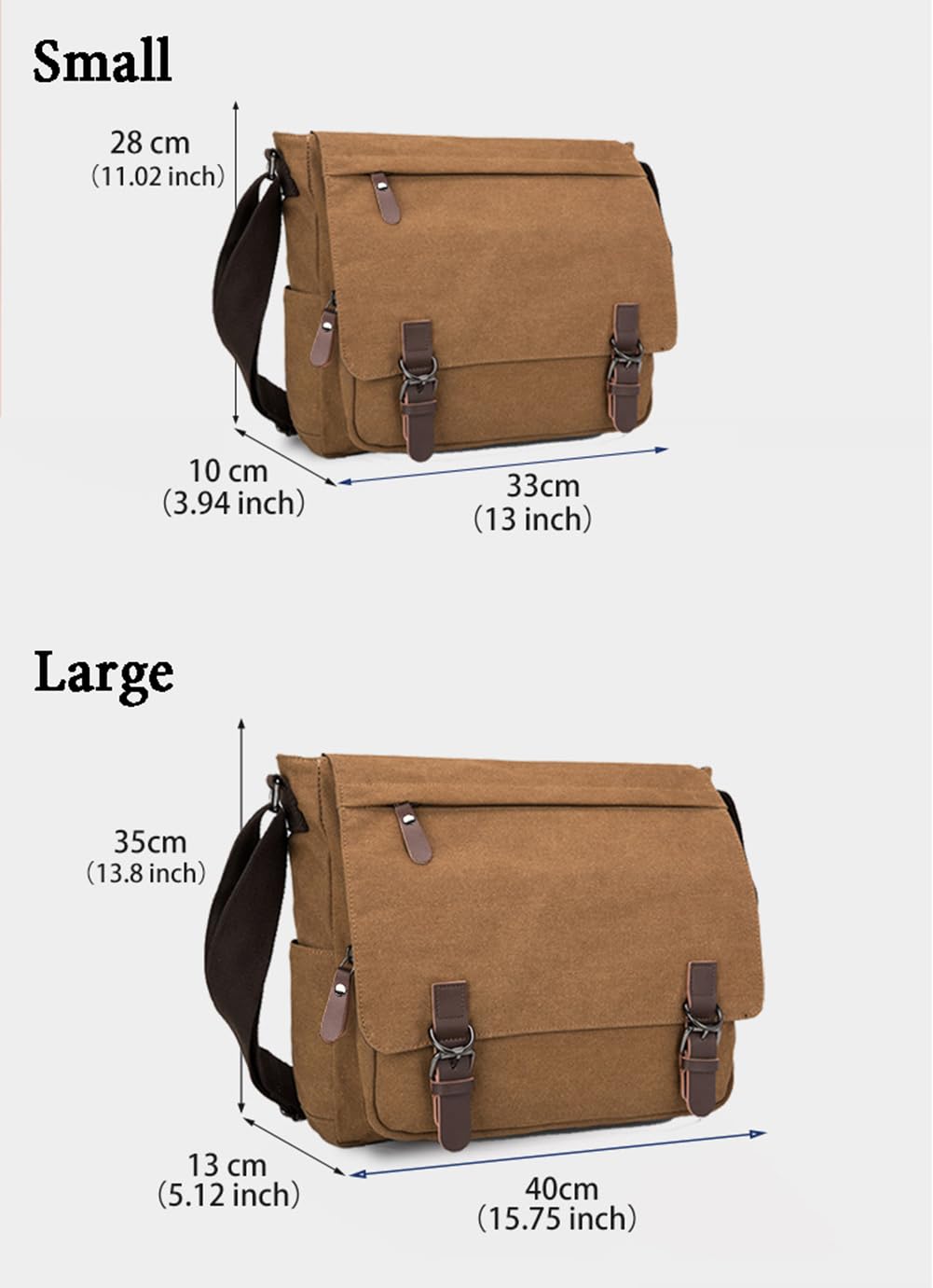 Sechunk Canvas Vintage Messenger Bag Shoulder bag Leather Large Travel Crossbody bags for men women 15inch Laptop