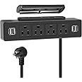 Under Desk Power Strip, VILONG Adhesive Mount Power Strip with USB, Desktop Power Outlets, Removable Mount Multi-Outlets with 4 USB Ports, 4 AC Plugs for Home Office Reading 6.5FT Cord