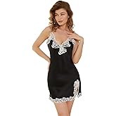 THXSILK Women's Sexy Silk Nightgown, 19 Momme Mulberry Silk Sleepwear V-neck Lace Spaghetti Strap Chemise Short Slip Dress
