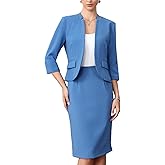 Allegra K Collarless Blazer Suit Set for Women's 2026 Spring Skirt and Jacket Sets