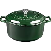 EDGING CASTING Enameled Cast Iron Dutch Oven Pot With Lid, Dutch Oven for Sourdough Bread Baking Round Pot Dule Handle, 6 Quart, Green